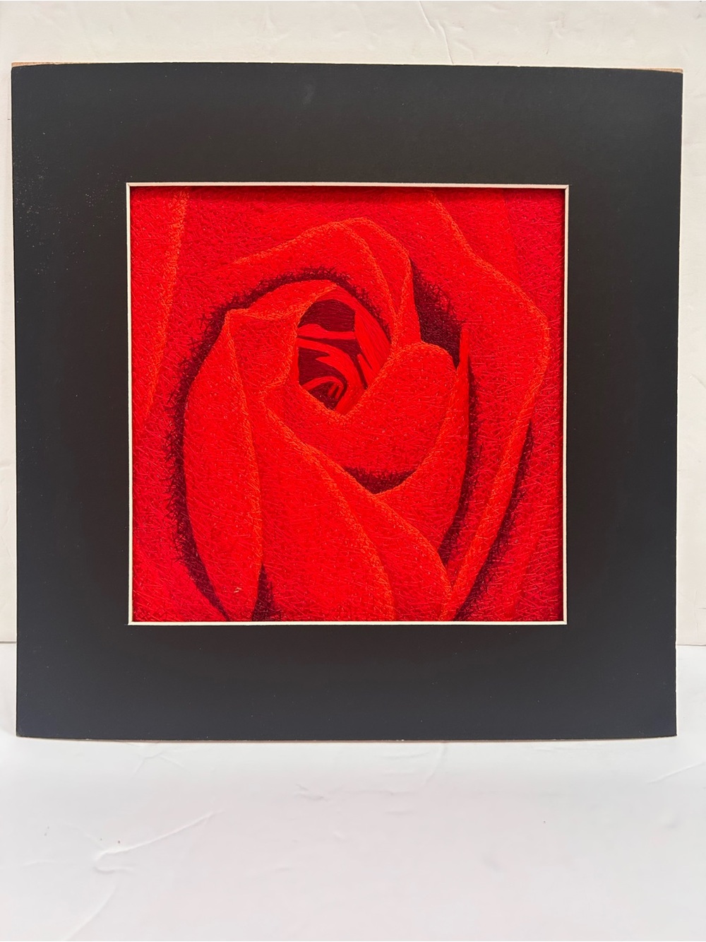 Red Rose Handmade Silk Embroidery Art